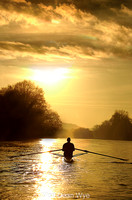 Rower on the River Wye at Sunset